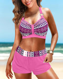 High-Cut Bikinis with Geometric Pattern
