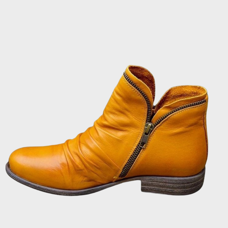 Esme – Casual Leather Ankle Boots with Zip
