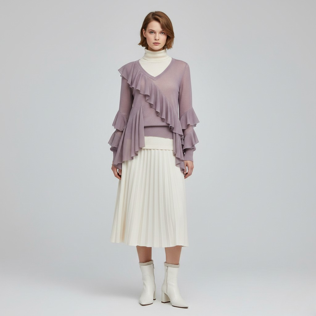 Women's Asymmetric Ruffle Jumper