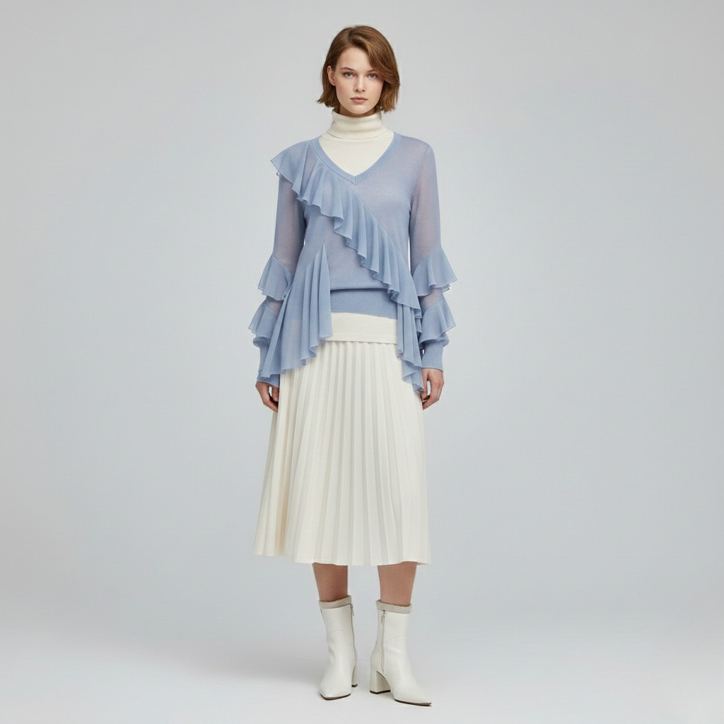 Women's Asymmetric Ruffle Jumper