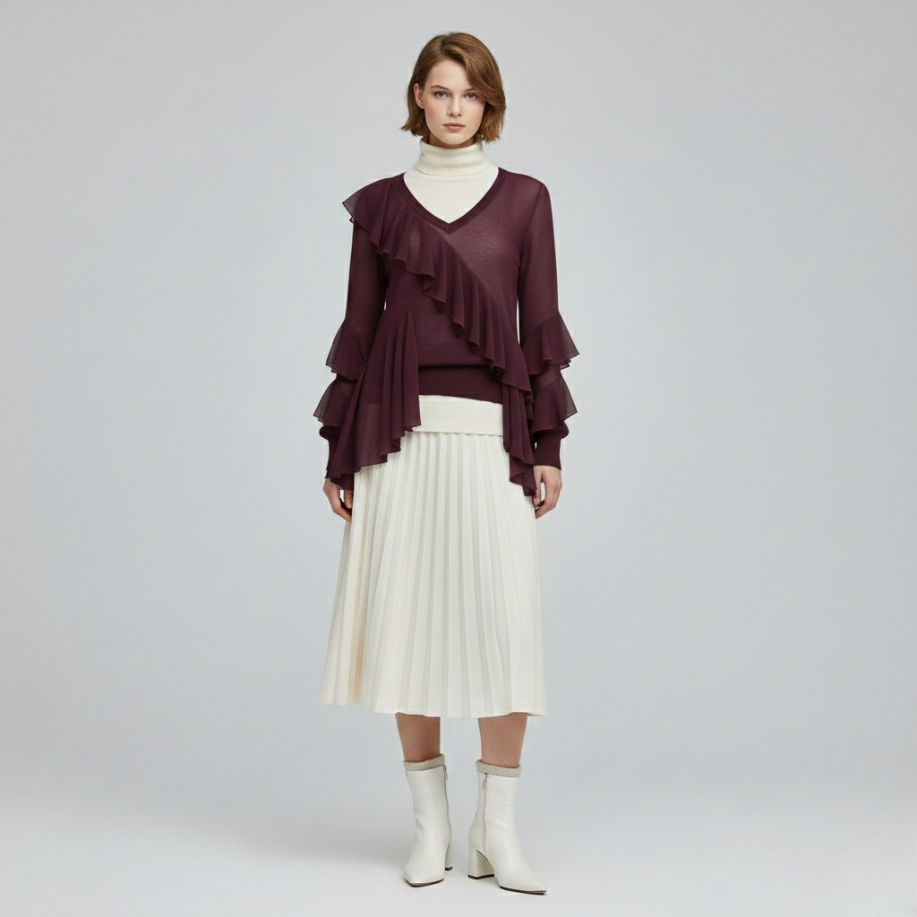 Women's Asymmetric Ruffle Jumper