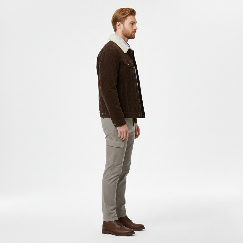 Men's Corduroy Sherpa-Collar Jacket
