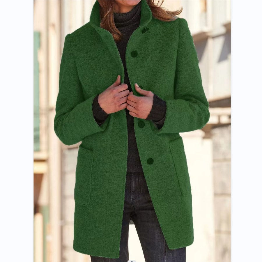 Vintora™ – Retro Women's Windbreaker with Buttons and Stand Collar
