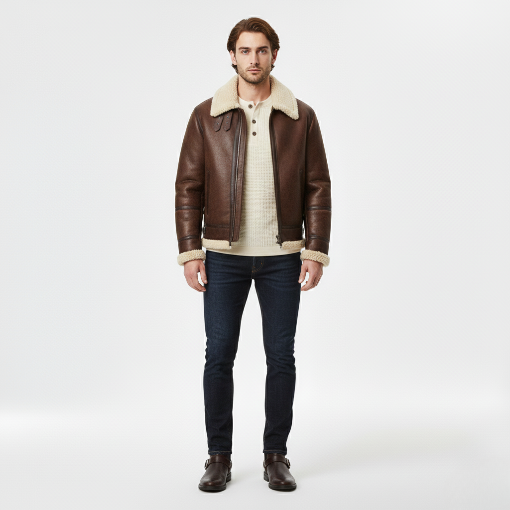 Men's Faux-Shearling Collar Jacket