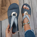 Simone | Flat Sandals with Metal Fastening