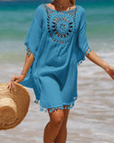 Beach Towel Poncho with Fringes