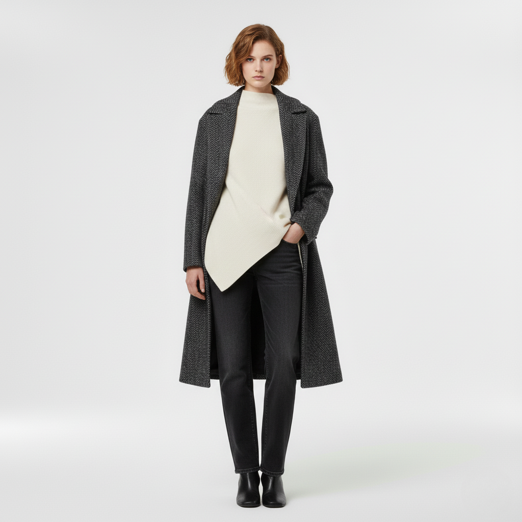 Women's Herringbone Long Coat