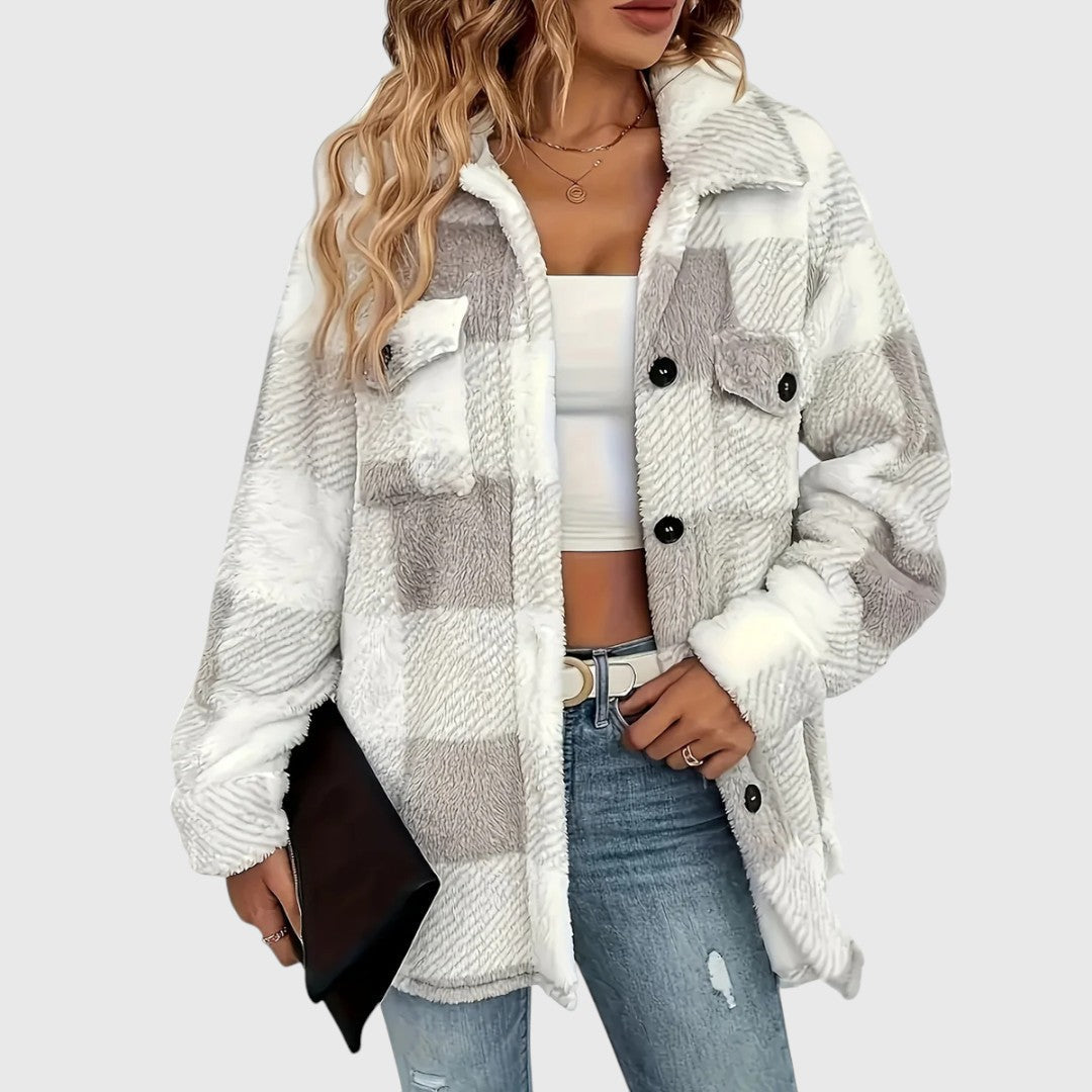 Selina – Stylish Checked Button-Down Jacket