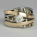 Vintage Gold-Coloured Ring with Zirconia