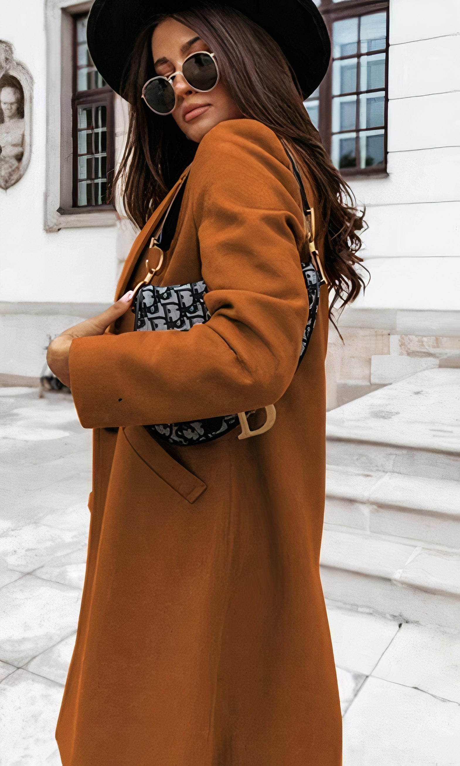 Women's Winter Long Coat Tailored Fit Classic Collar Button Placket
