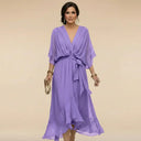 MARTA™ | CHIFFON DRESS WITH V-NECK