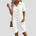 Midi Dress with Full Button Placket - Flora