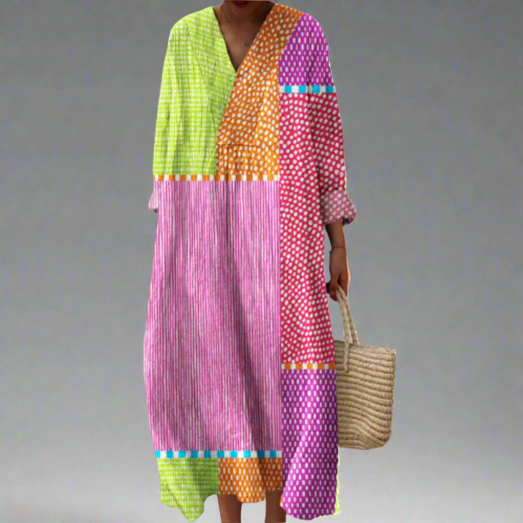 Ruby™ | Maxi Dress with Patchwork and Polka Dots