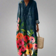Poppy™ | Watercolour Flowers Cotton Maxi Dress