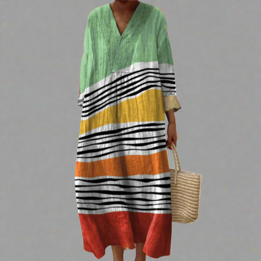 Marina™ | Relaxed Maxi Dress with Coastal Stripes