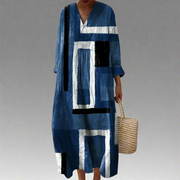Monique™ | Abstract Marine Blue Loose Maxi Dress