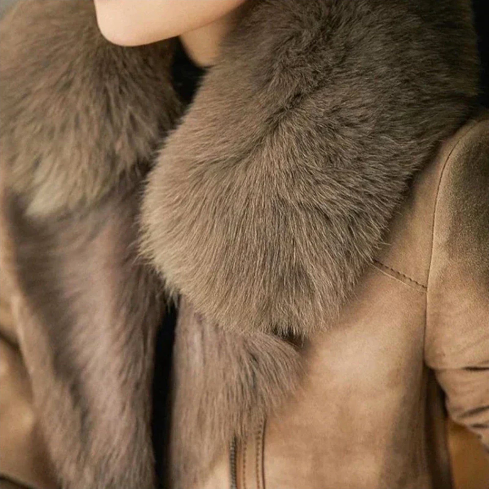 Sheepskin Jacket with Fur Collar