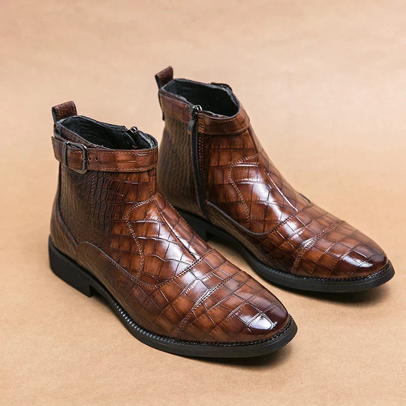 Dylan | Ankle Boots with Buckle in Synthetic Leather