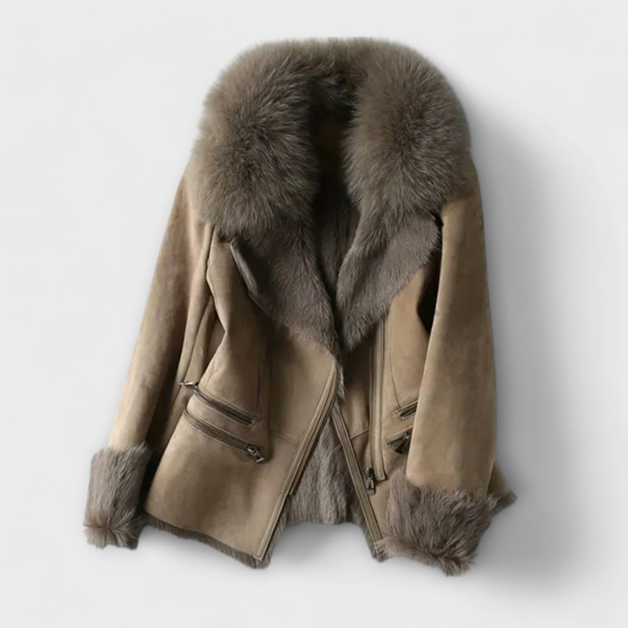 Sheepskin Jacket with Fur Collar