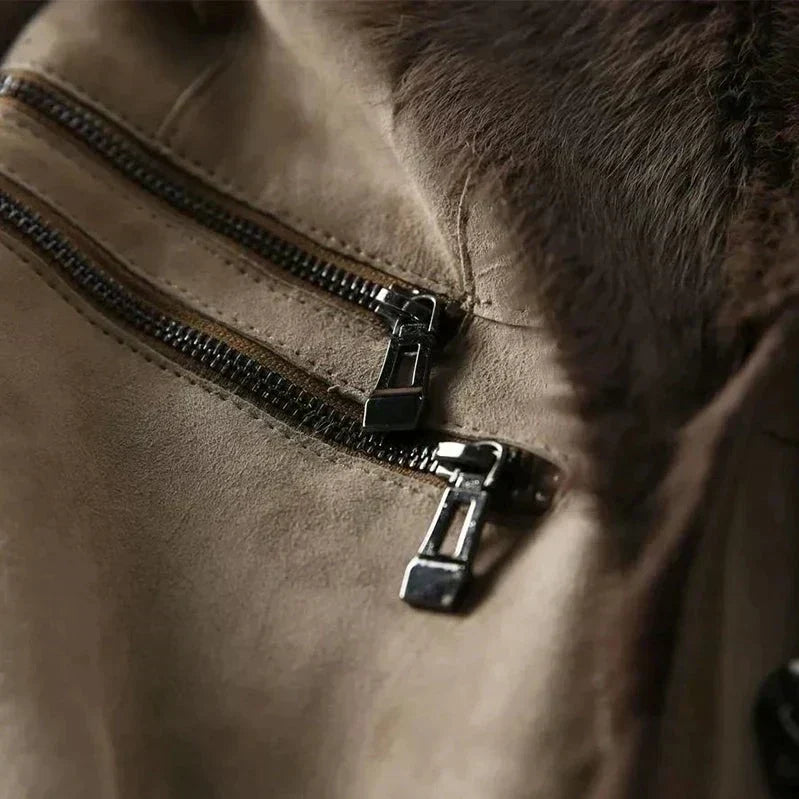 Sheepskin Jacket with Fur Collar