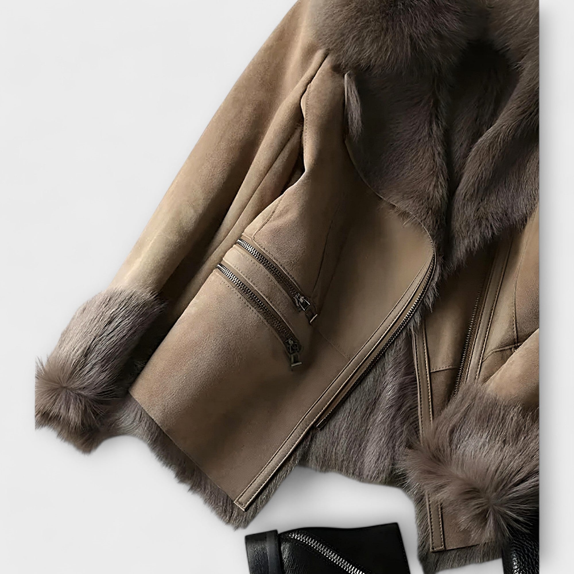 Sheepskin Jacket with Fur Collar