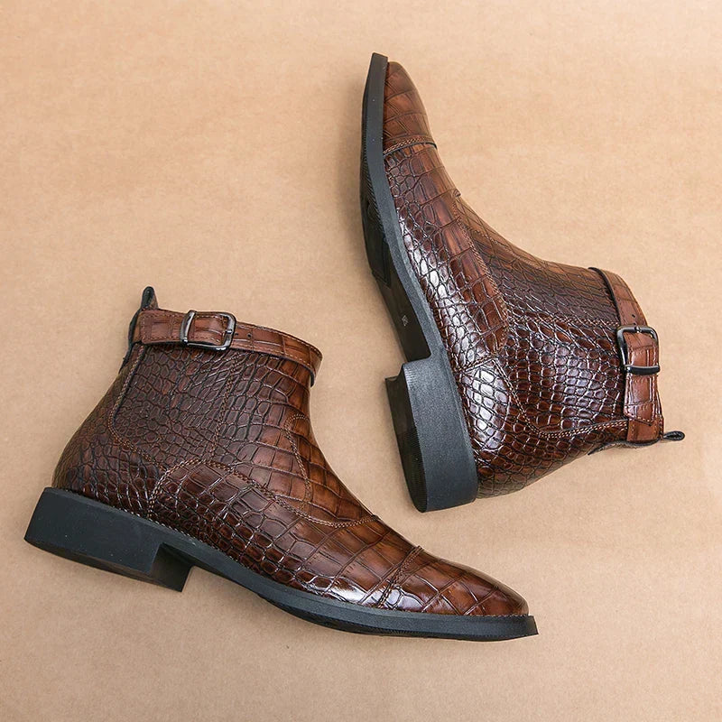 Dylan | Ankle Boots with Buckle in Synthetic Leather