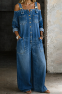 Demi | Denim Jumpsuit with Off-Shoulder Straps