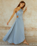Delfina - Satin One-Shoulder Pleated Evening Dress
