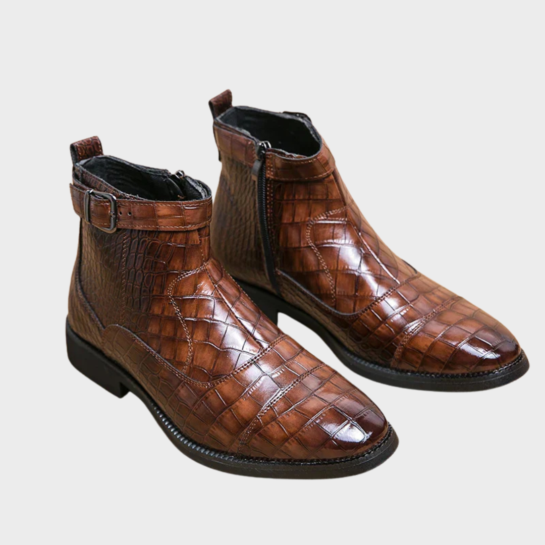 Dylan | Ankle Boots with Buckle in Synthetic Leather
