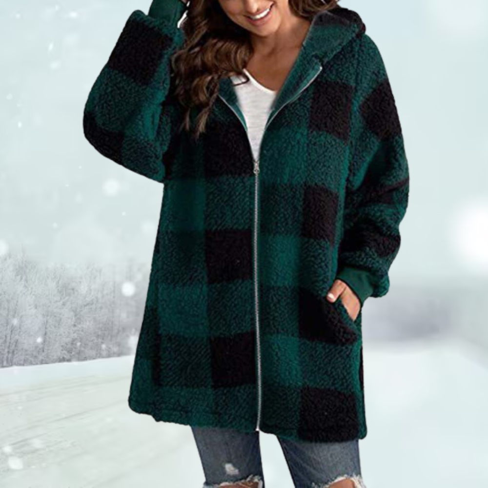Checked Winter Jacket with Hood and Pockets | Ideal for Winter