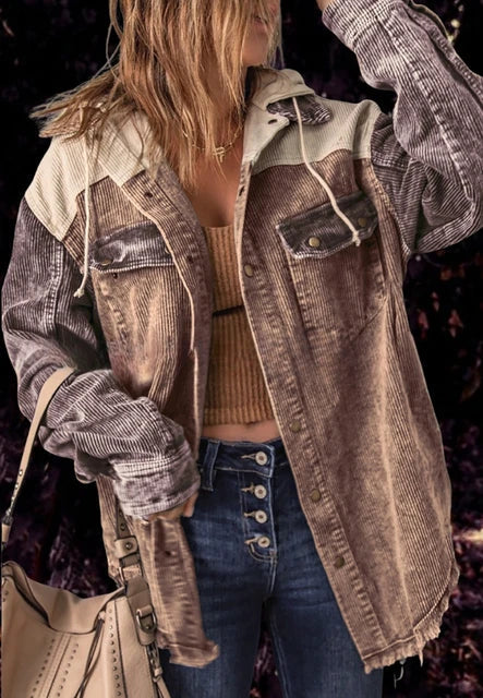 Cropped Cord Jacket with Button Placket and Chest Pockets | Perfect for Summer