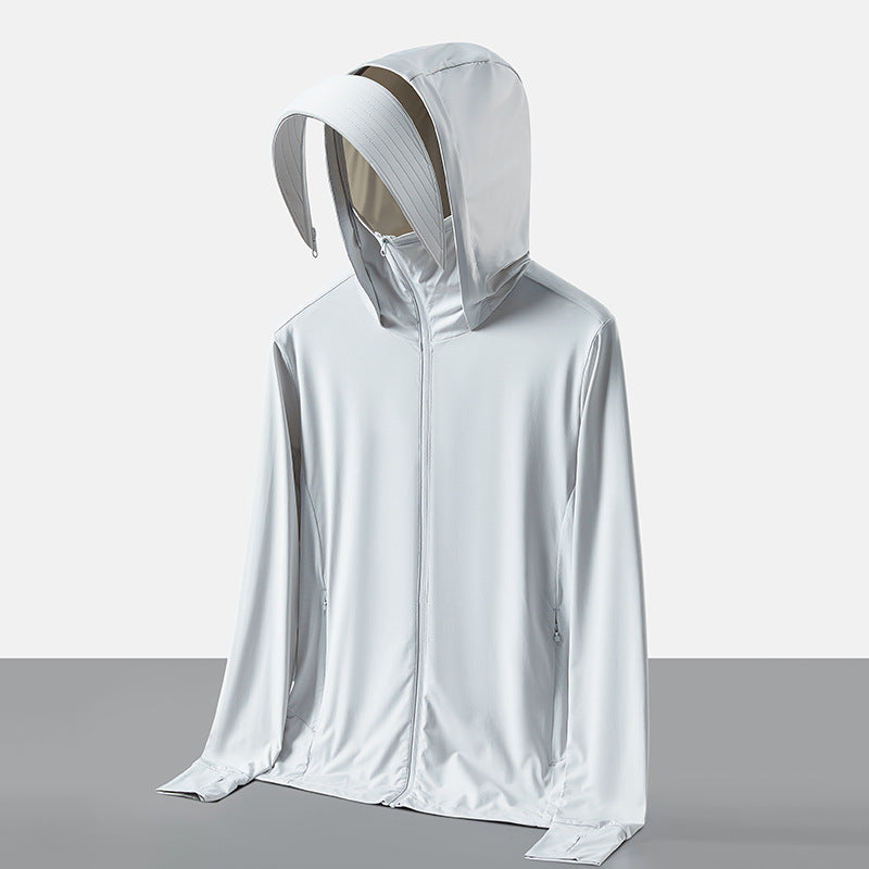 UV Protection Hoodie with Removable Face Shield – Perfect for Summer