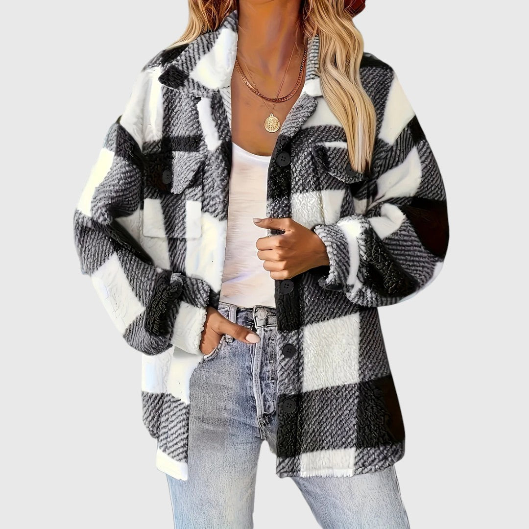 Selina – Stylish Checked Button-Down Jacket