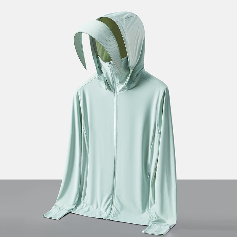 UV Protection Hoodie with Removable Face Shield – Perfect for Summer
