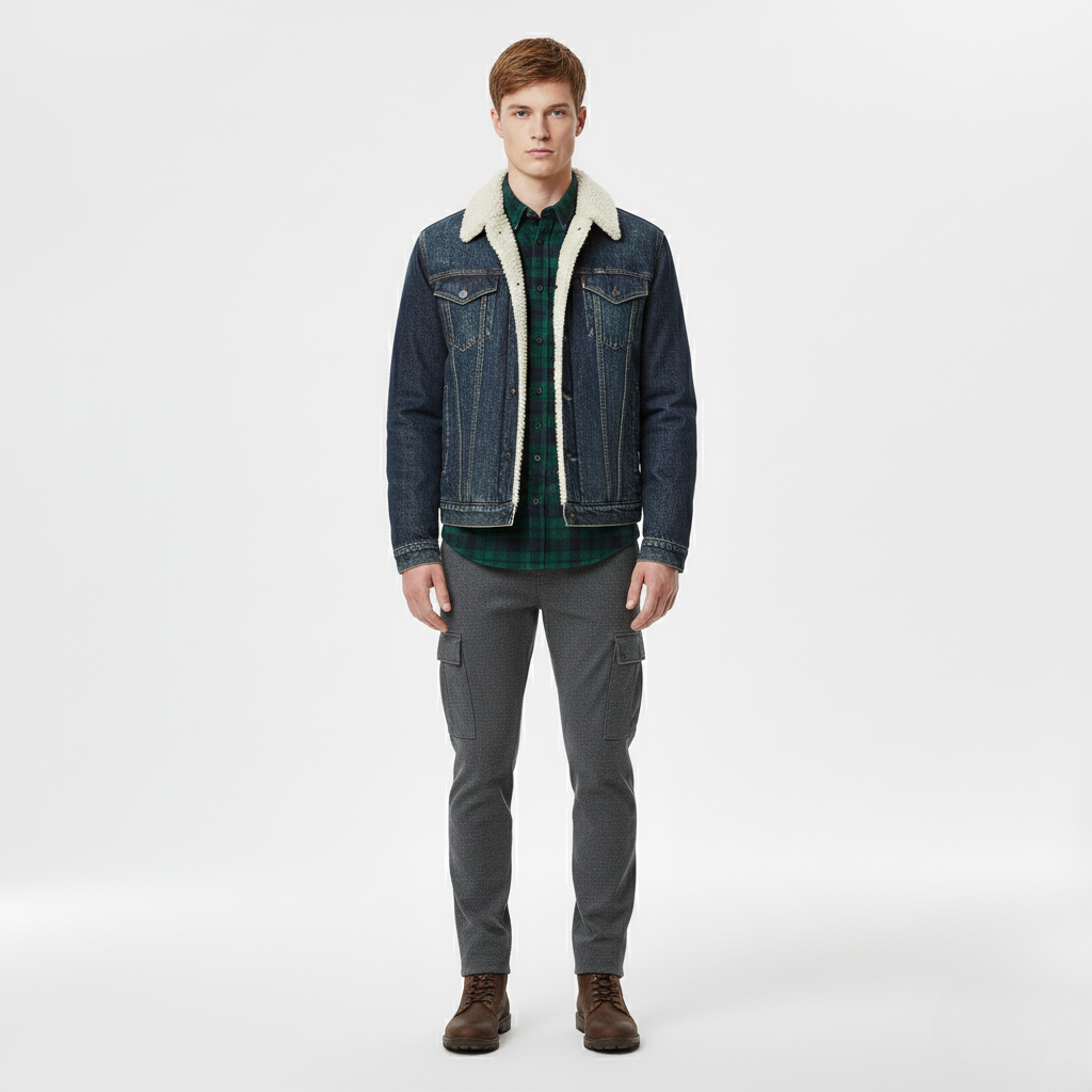 Men's Sherpa-Lined Denim Jacket