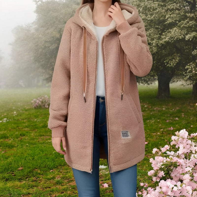 Ladies' Fleece Jacket with Hood & Pockets – Soft, Warm, Zip - Ideal for Autumn & Winter