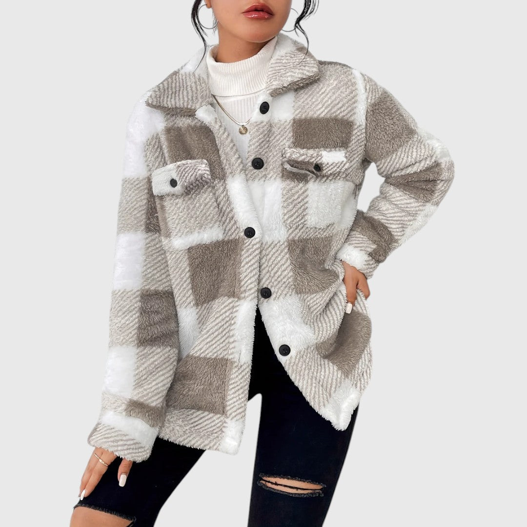 Selina – Stylish Checked Button-Down Jacket