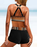 High-Waisted Bikinis with Geometric Pattern