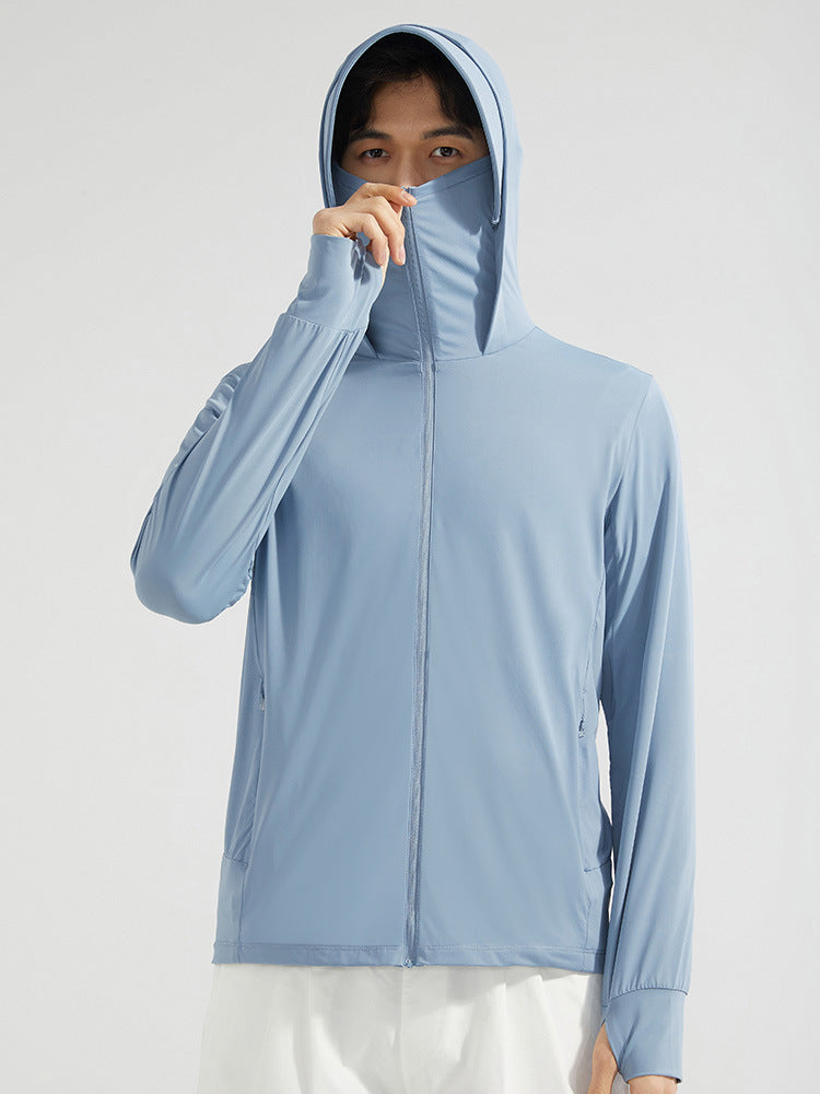 UV Protection Hooded Jacket with Removable Face Shield – Perfect for Summer
