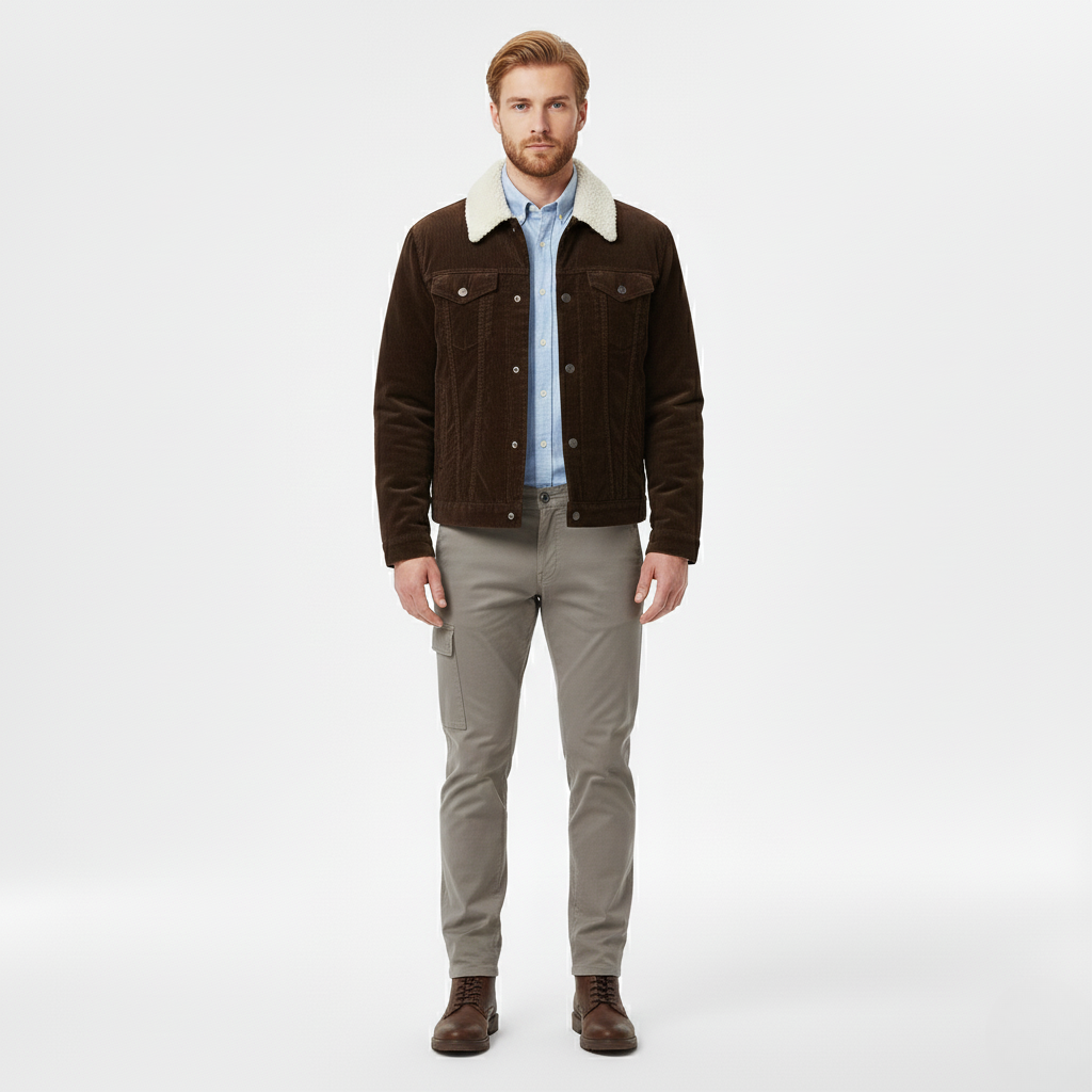 Men's Corduroy Sherpa-Collar Jacket