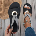 Simone | Flat Sandals with Metal Fastening