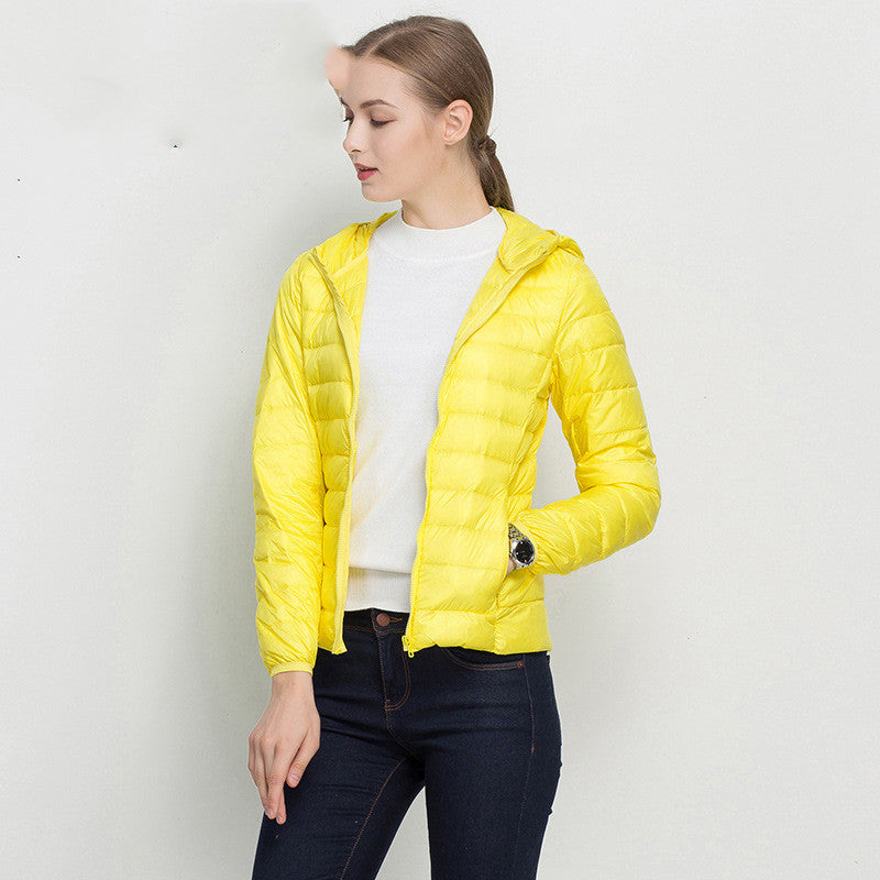 Lightweight Down Jacket for Women Short Hood Super Light - Ideal for Everyday