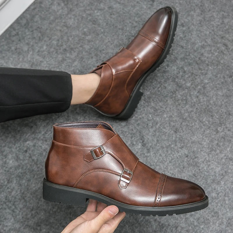 Parker | Faux Leather Double Monk Strap Boots