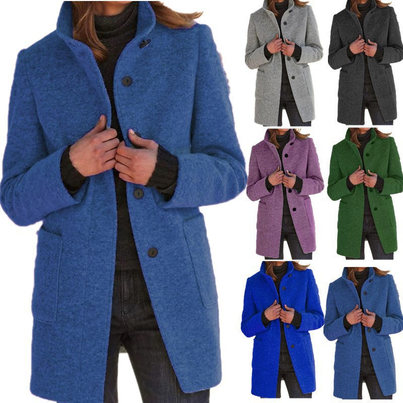 Vintora™ – Retro Women's Windbreaker with Buttons and Stand Collar
