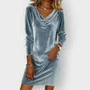 Kathleen | Elegant Velvet Dress with Draping