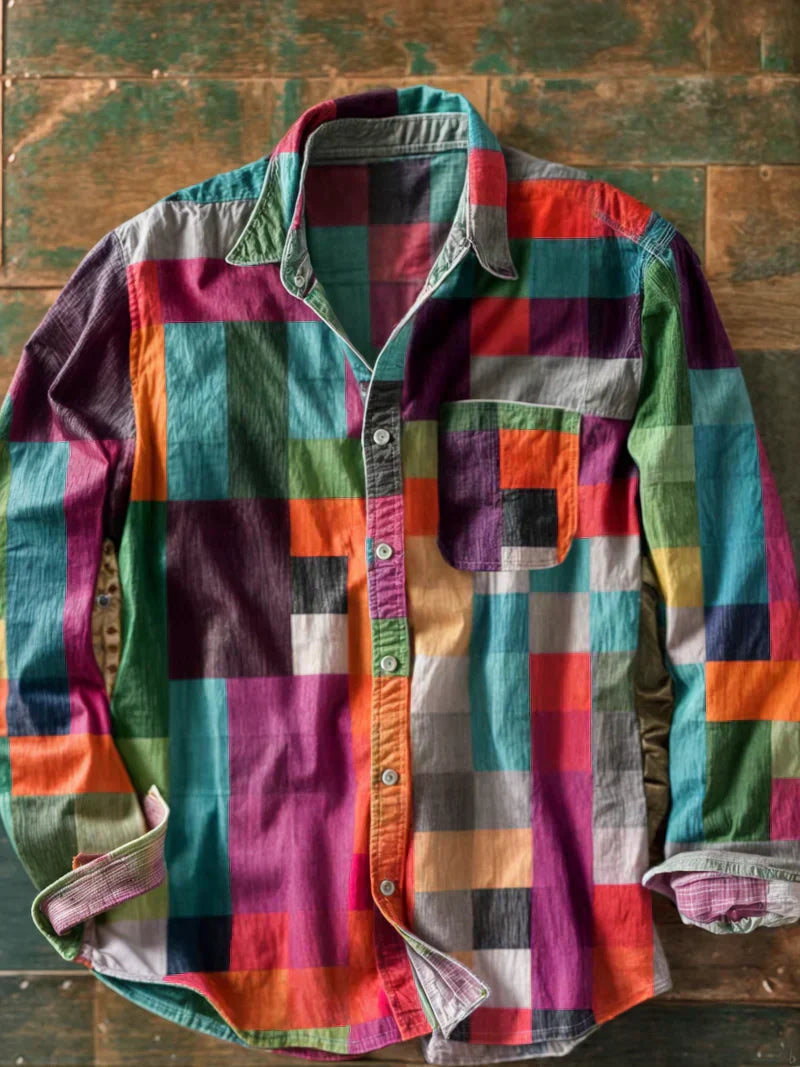 Sietse™ | Premium Patchwork Shirt – Unique Style & Comfortable Fit.