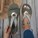 Simone | Flat Sandals with Metal Fastening