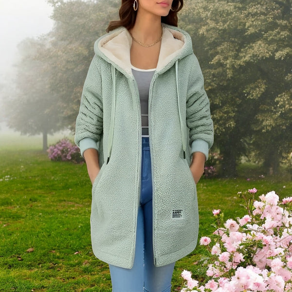 Women's Fleece Jacket with Hood & Pockets – Soft, Warm, Zip - Ideal for Autumn & Winter