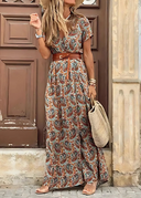 Justine™ – Long, Flowing Boho Dress with Belt