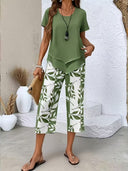Avy™ | Casual Two-Piece Set with Leaf Print